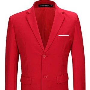 Mens Blazer Jacket Slim Fit Casual Two Button